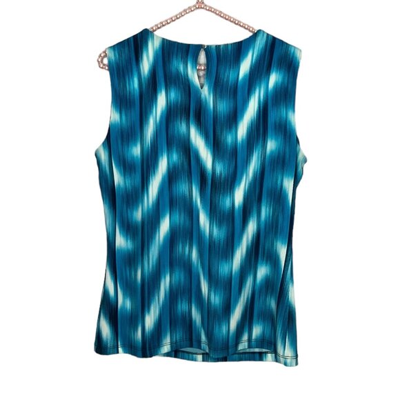 Calvin Klein Small S Turquoise Herringbone Stretch Knit Sleeveless Shell Top‎ - Picture 2 of 4